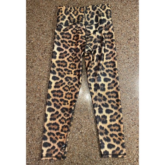 Terez Women's Beige Leopard Goals Activewear Hi-Shine Leggings Pants Size Small - Picture 9 of 14